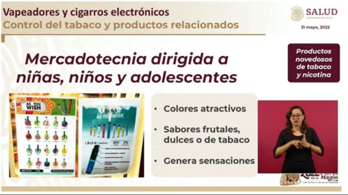 $!López-Gatell denuncia que propaganda de vapeadores está dirigida a niñas, niños y adolescentes