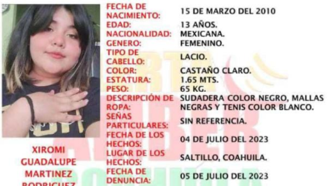 Frente Feminista de Saltillo se une a la búsqueda de Xiromi Martínez, menor desaparecida en Saltillo