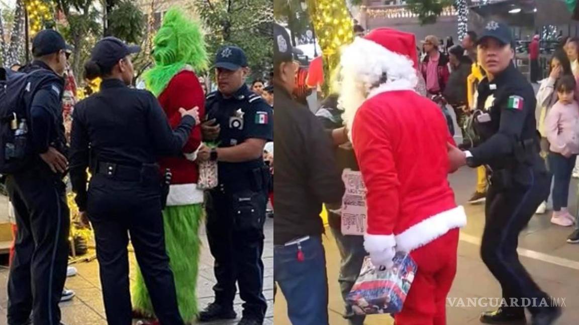 ¡Noche de PAZ y PAS!... Santa Claus y El Grinch se agarran a golpes por dinero y espacio de trabajo en Aguascalientes (video)