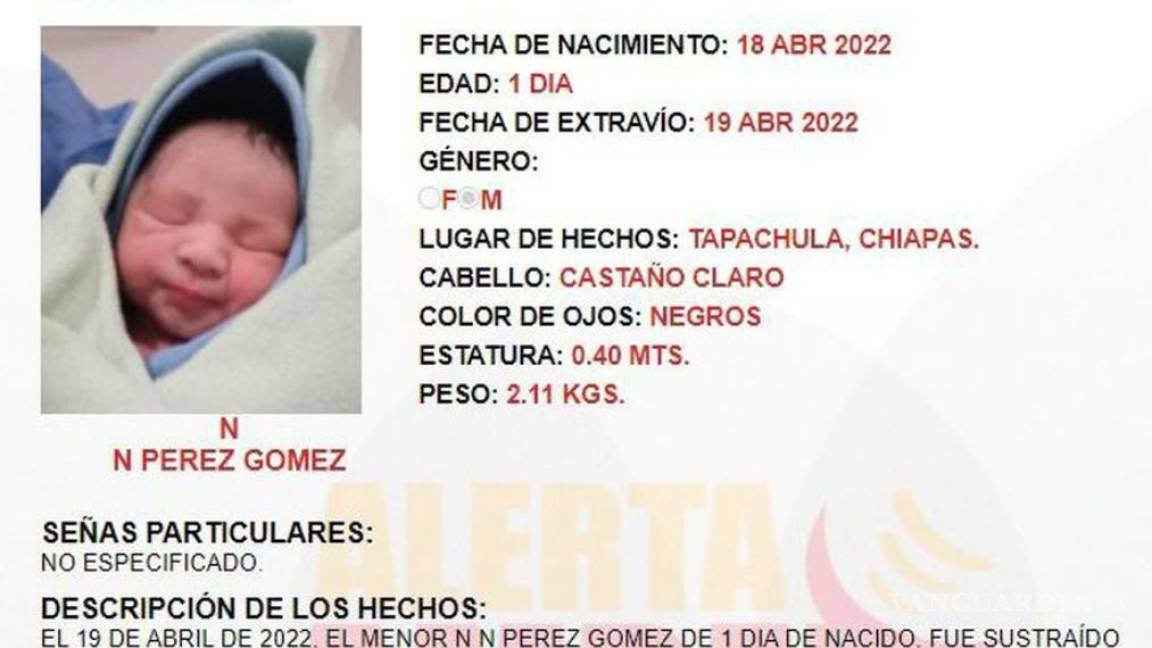 Fue localizado el bebé que había sido sustraído de una clínica del IMSS en Tapachula, Chiapas