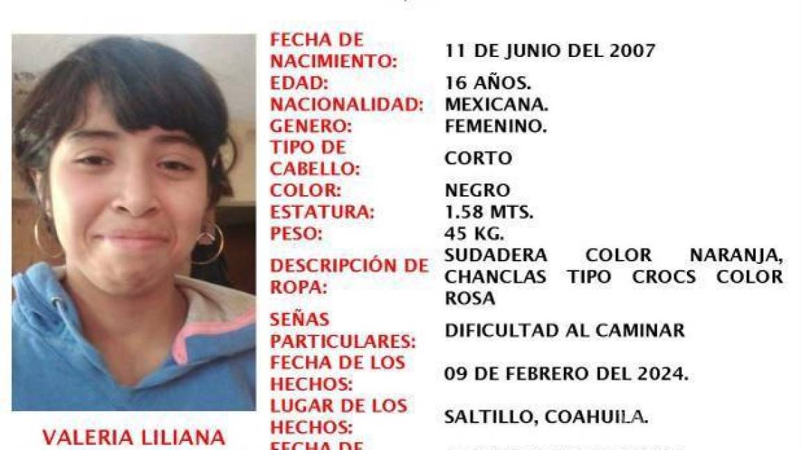 Menor desaparece en Saltillo tras pelea con sus padres, piden ayuda para buscarla