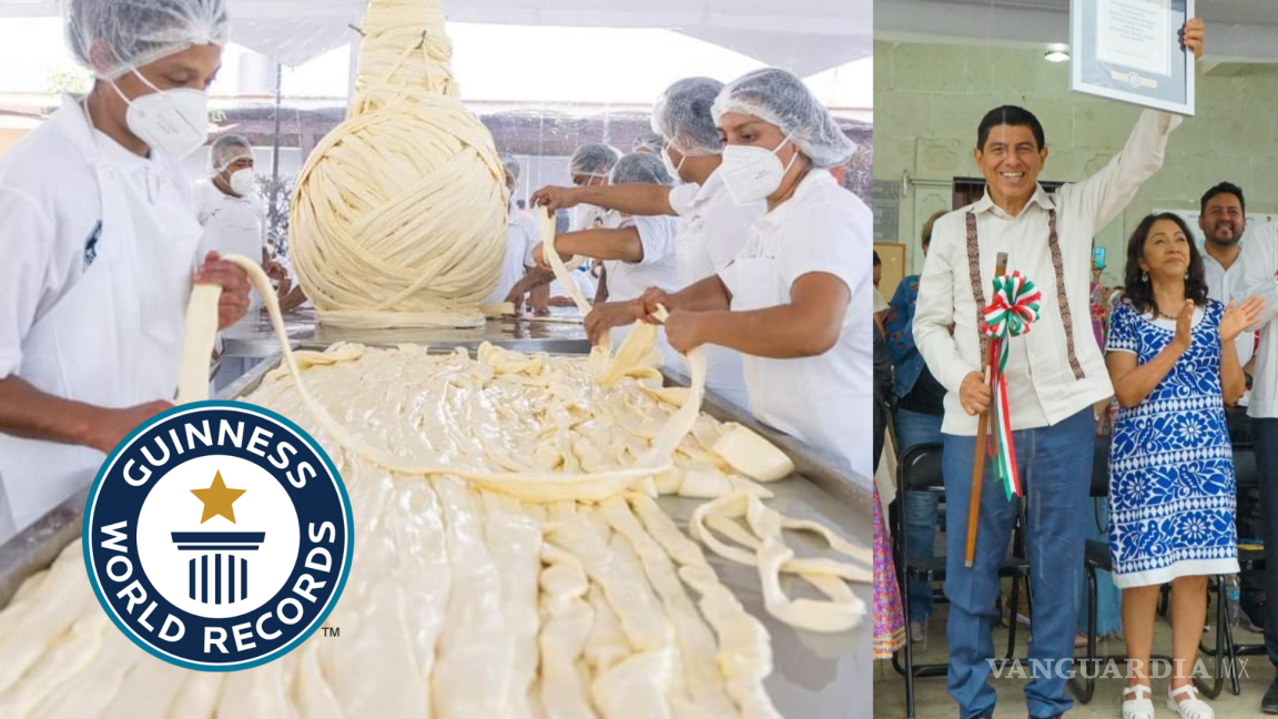 México rompe récord Guinness con el quesillo más grande del mundo en Reyes Etla, Oaxaca