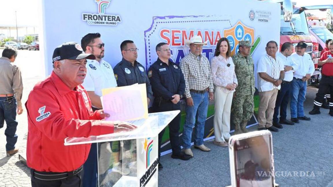 $!Funcionarios estatales, municipales y militares encabezaron el banderazo del Operativo de Semana Santa Segura 2025, en presencia de ejidatarios y representantes comunitarios.