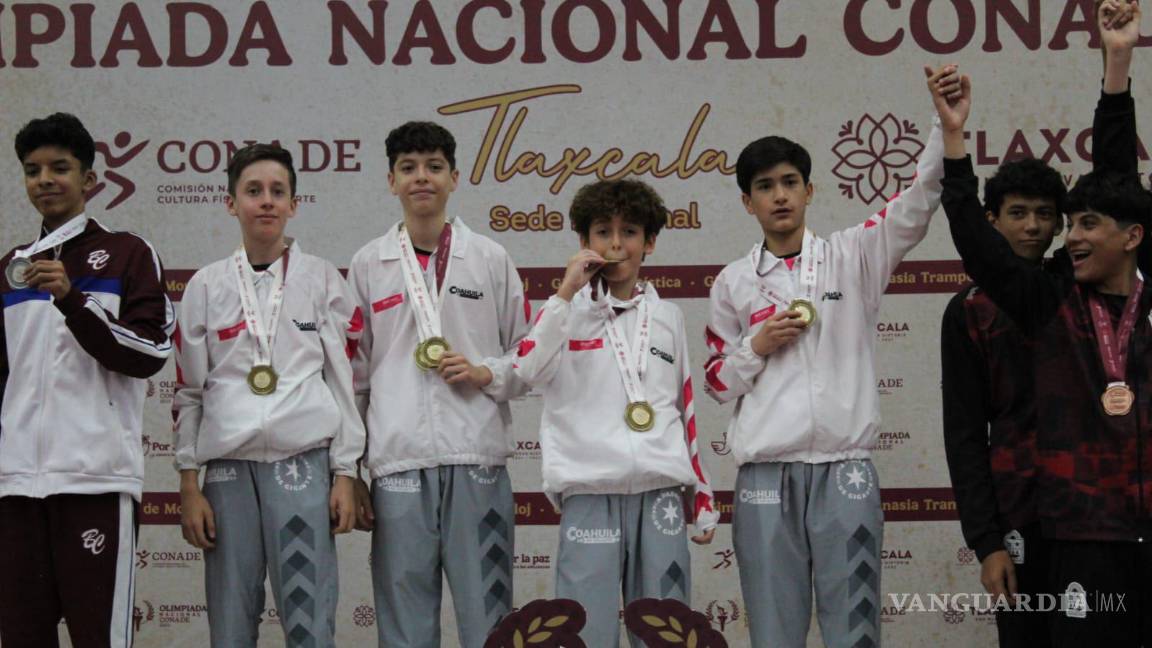 $!Rocco Arellano, Axel Fragoso, Noham Katam González y Manuel Hernández Chapa dieron a Coahuila el oro por equipos en la categoría Juvenil “A”.