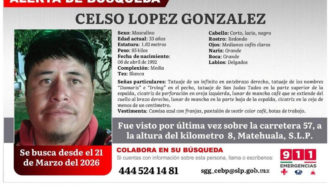 $!Desaparecen siete electricistas tras salir de Matehuala; activan fichas de búsqueda en San Luis Potosí