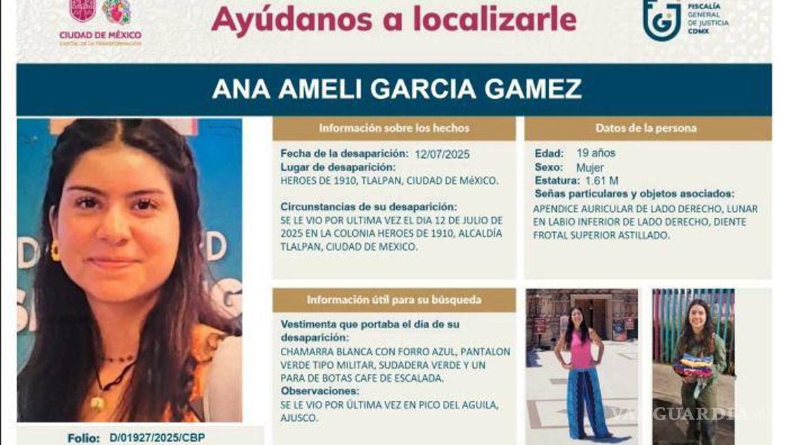$!A diez días de la desaparición de Ana Ameli García, su familia exige intensificar la búsqueda en el Ajusco