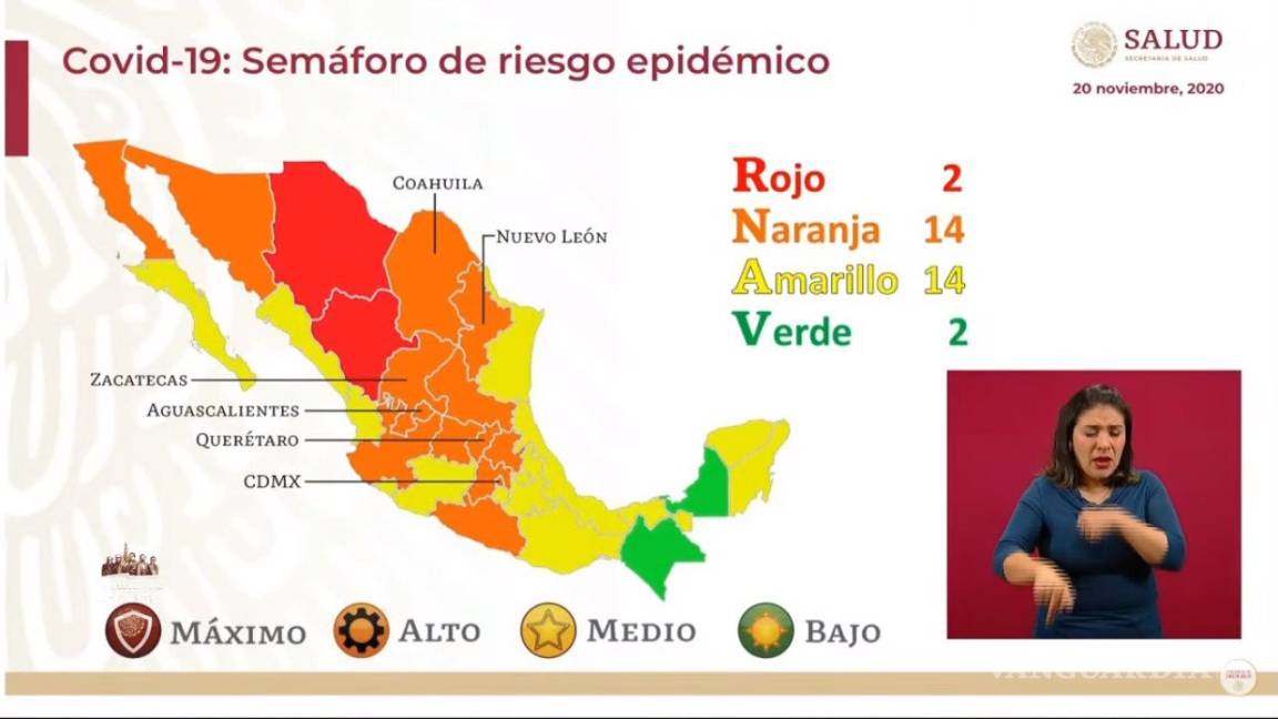 Chiapas pasa a color verde en Semáforo COVID-19, junto a Campeche; dos entidades se encuentran en rojo