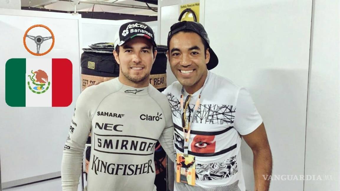 Marco Fabián visita a 'Checo' Pérez en el GP de Alemania
