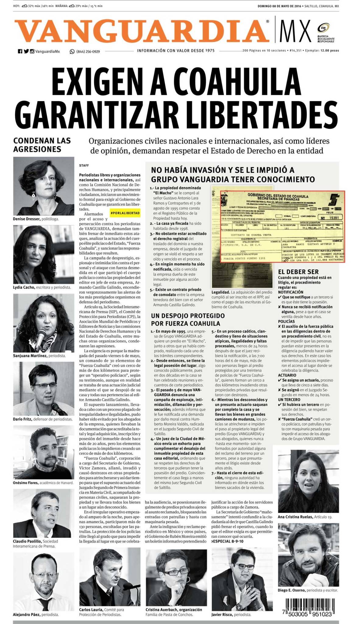 $!Exigen a Coahuila garantizar libertades