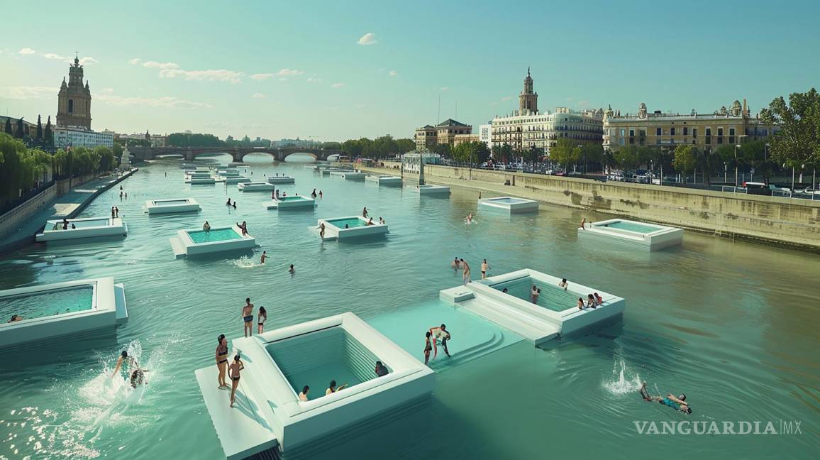 $!Estructuras flotantes sobre el río urbano.