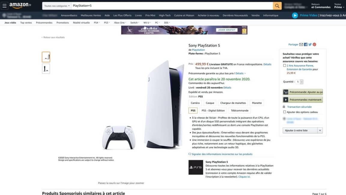 Amazon filtra precio y fecha de lanzamiento de la PlayStation 5