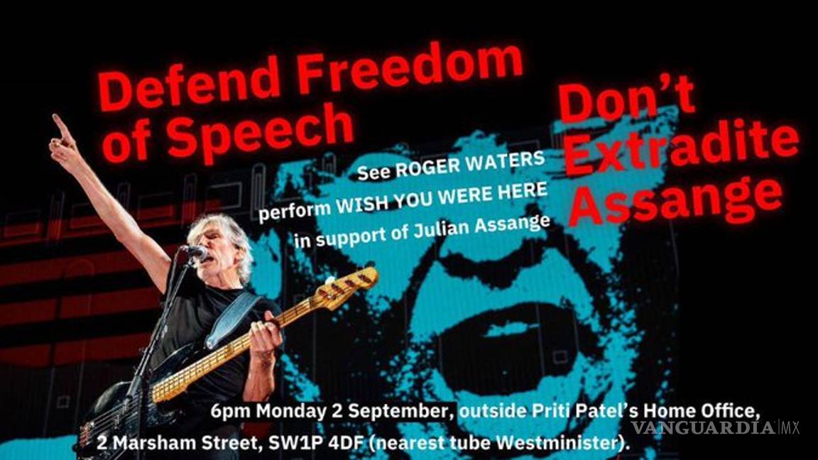 $!Roger Waters se manifiesta en Londres contra extradición de Julian Assange