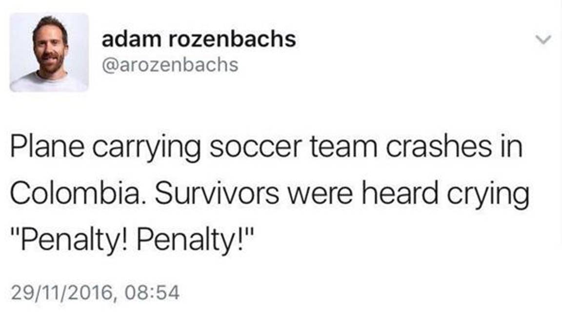 $!Comediante hace chiste sobre la tragedia del Chapecoense, lo tunden en redes