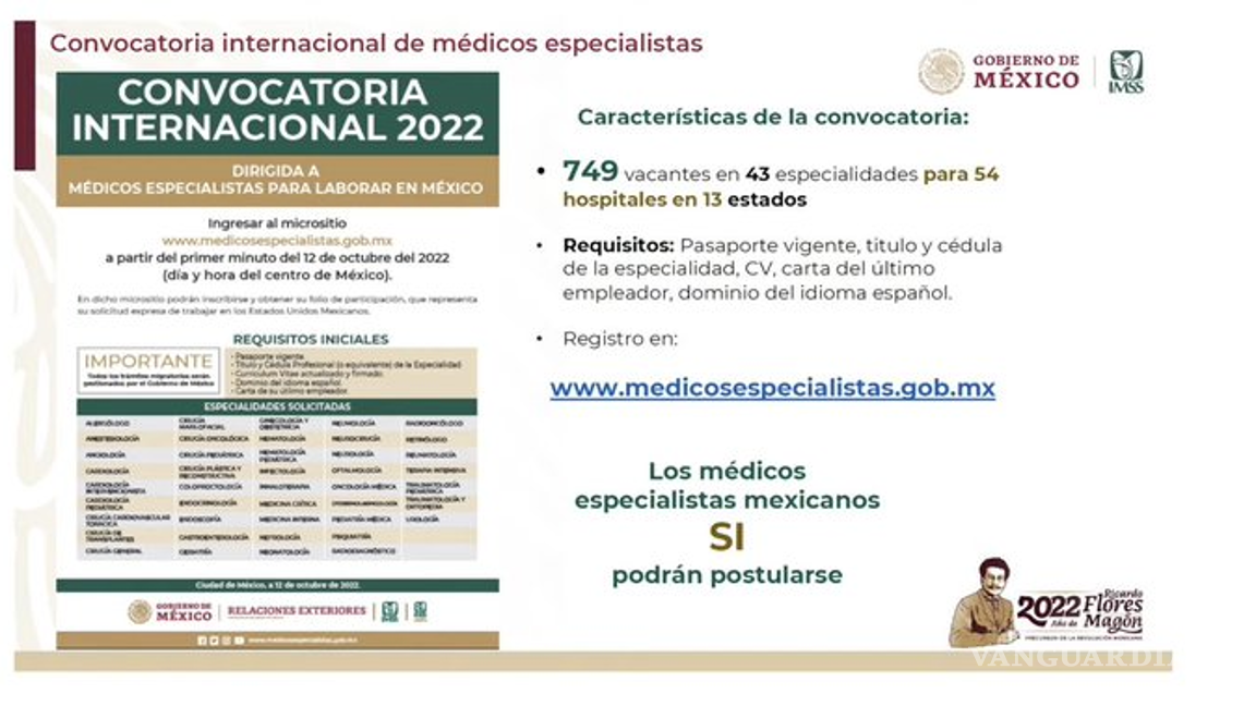 $!Muestra Zoé Robledo las características de la convocatoria internacional para médicos especialistas y enfermeros.