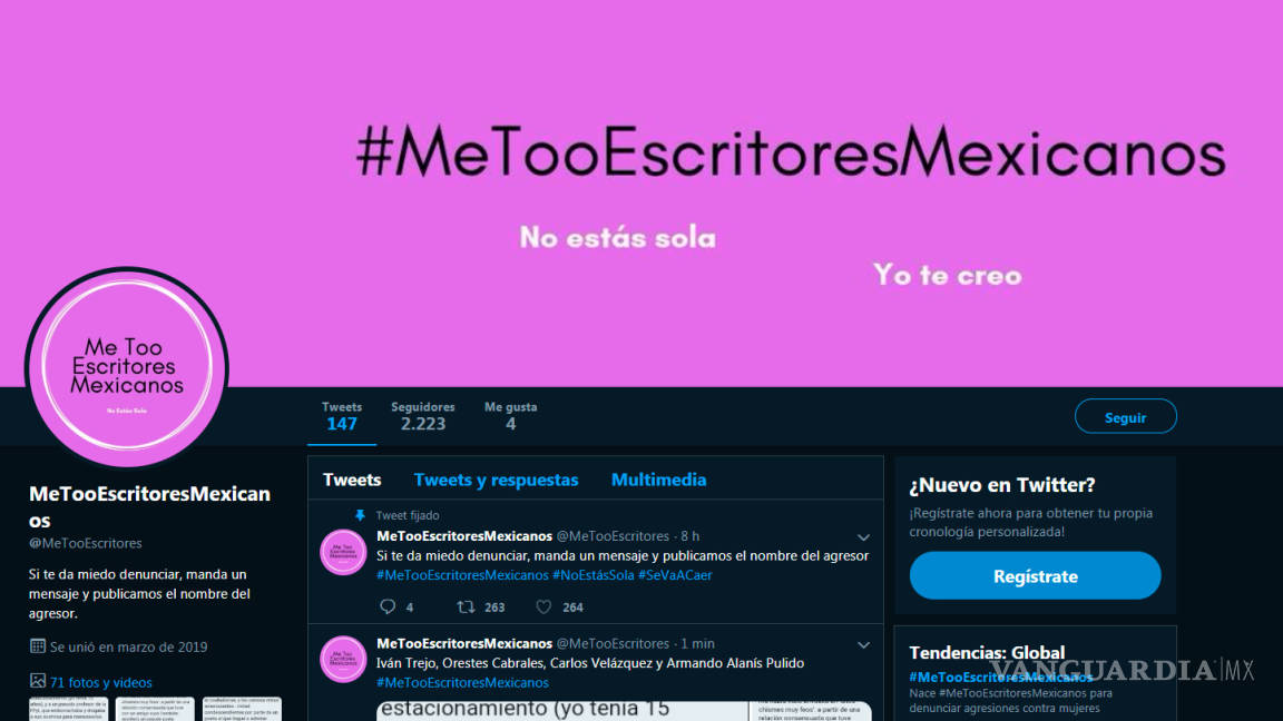 Escritoras crean #MeTooEscritoresMexicanos para denunciar abusos y acoso