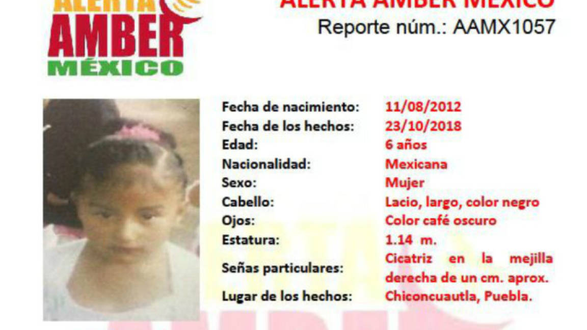 Niña de 6 años desapareció en Puebla; la hallan muerta con un disparo en la cabeza