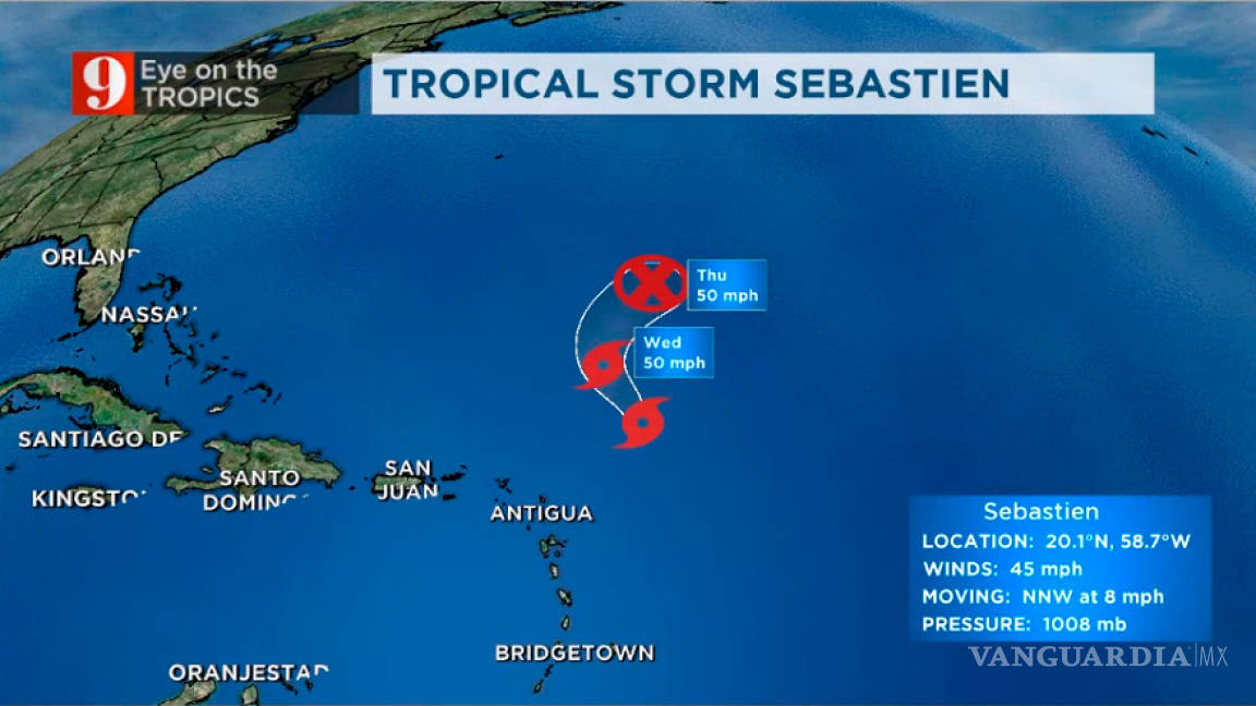 Se forma la tormenta tropical Sebastien en el Atlántico
