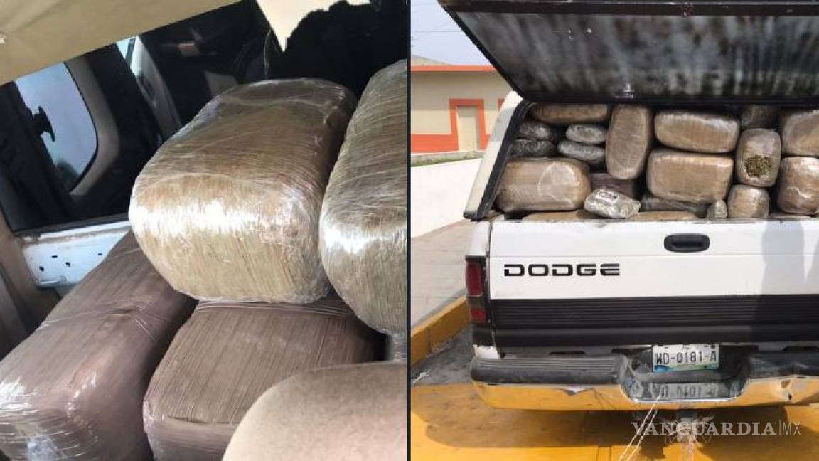 Abandonan camioneta con 700 kilos de mariguana en Los Herreras, NL