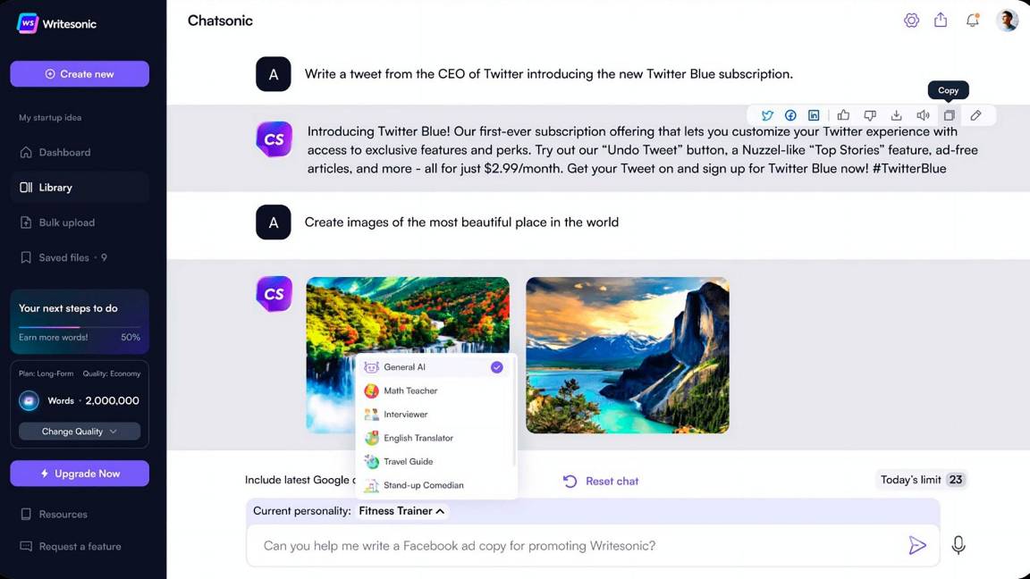 $!Imagen de la plataforma de chat con inteligencia artificial ChatSonic.