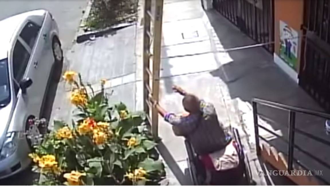 VIDEO: Hombre en silla de ruedas derriba a pintor de escaleras