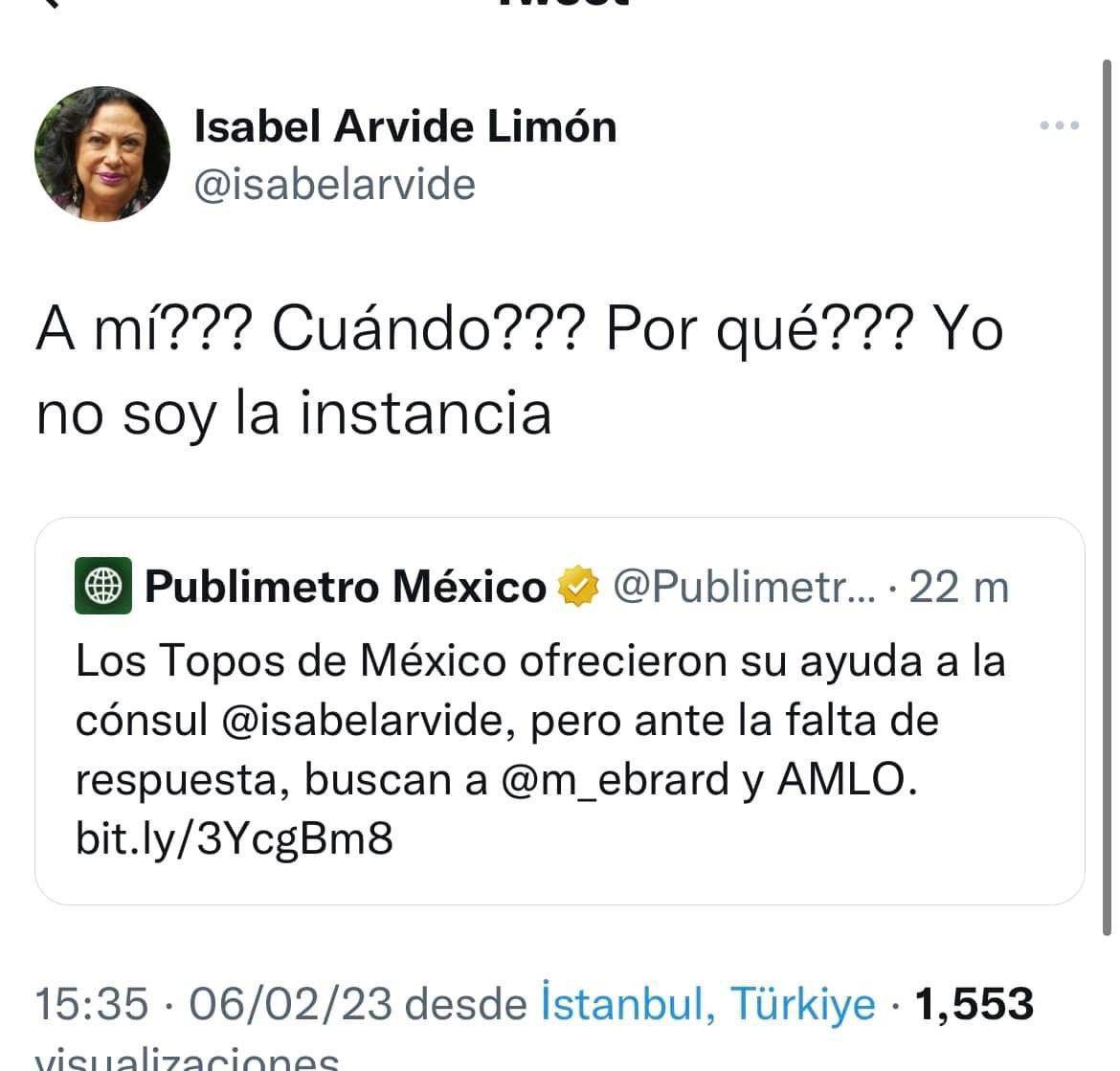 $!Tunden a Isabel Arvide por desconocer si rescatistas mexicanos llegaron a Turquía