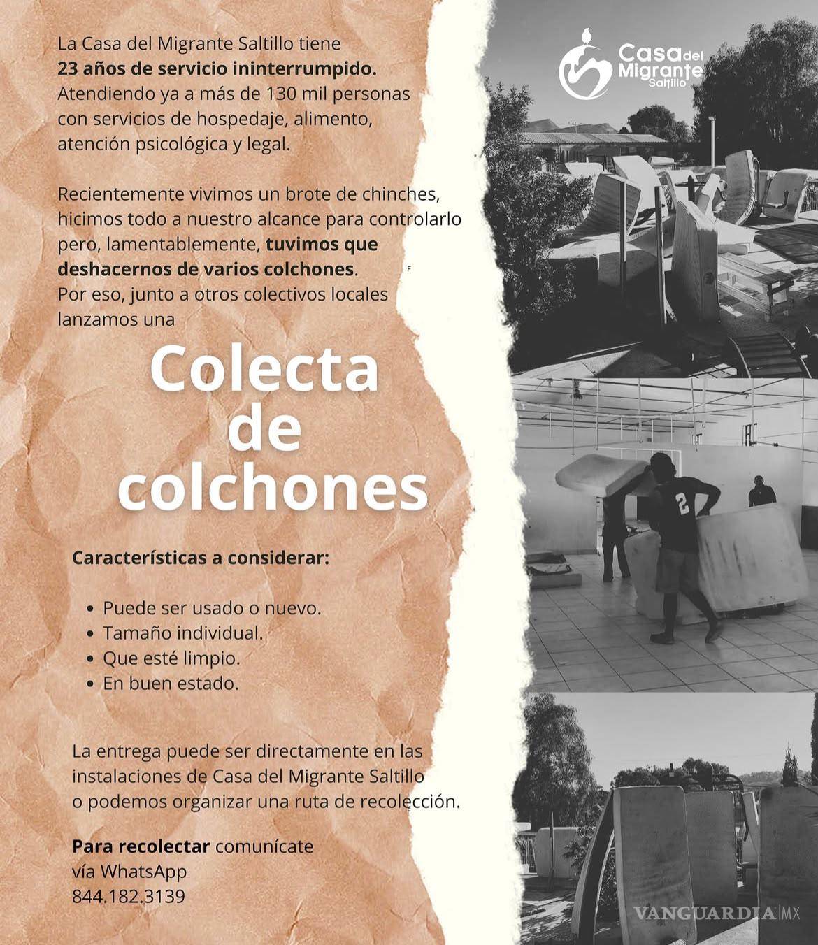 $!La Casa del Migrante Saltillo busca reunir 80 colchones para sustituir parte del mobiliario retirado del dormitorio para hombres.