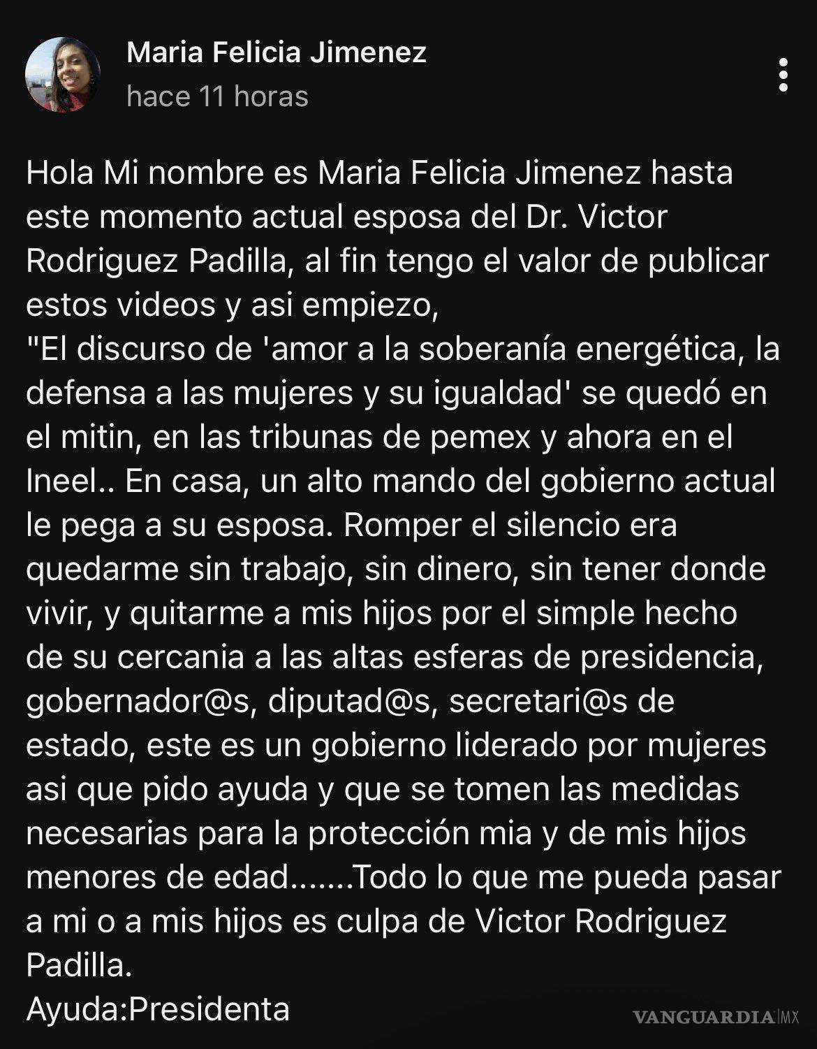 $!Sener niega cargo de Víctor Rodríguez Padilla en gobierno tras video de presunta agresión a su esposa