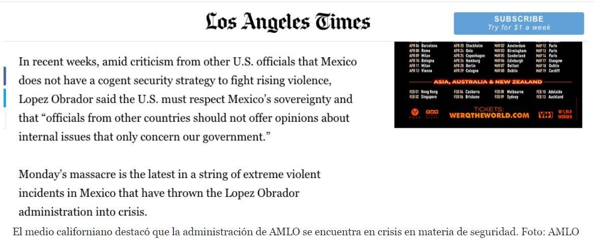 $!Prensa internacional califica de incapaz y en crisis al Gobierno de AMLO, tras ataque a la familia LeBarón