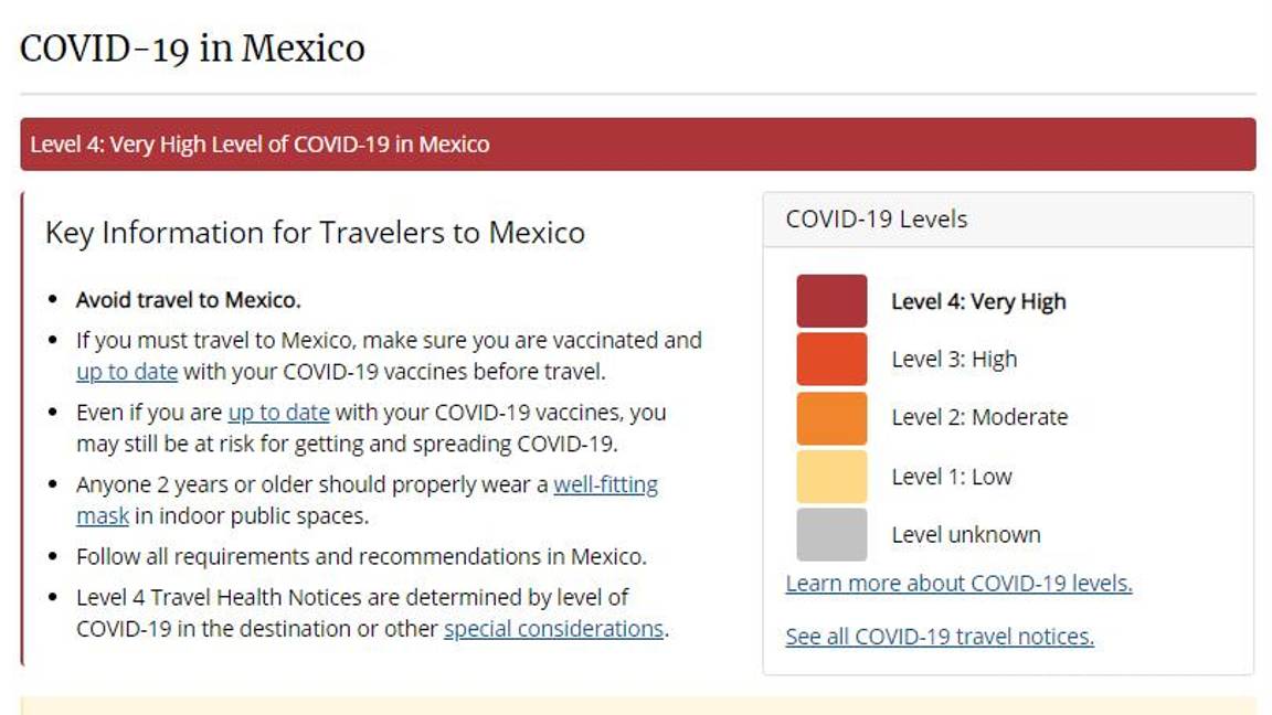 $!Pide EU no viajar a México por COVID; eleva a ‘máximo’ el nivel de riesgo