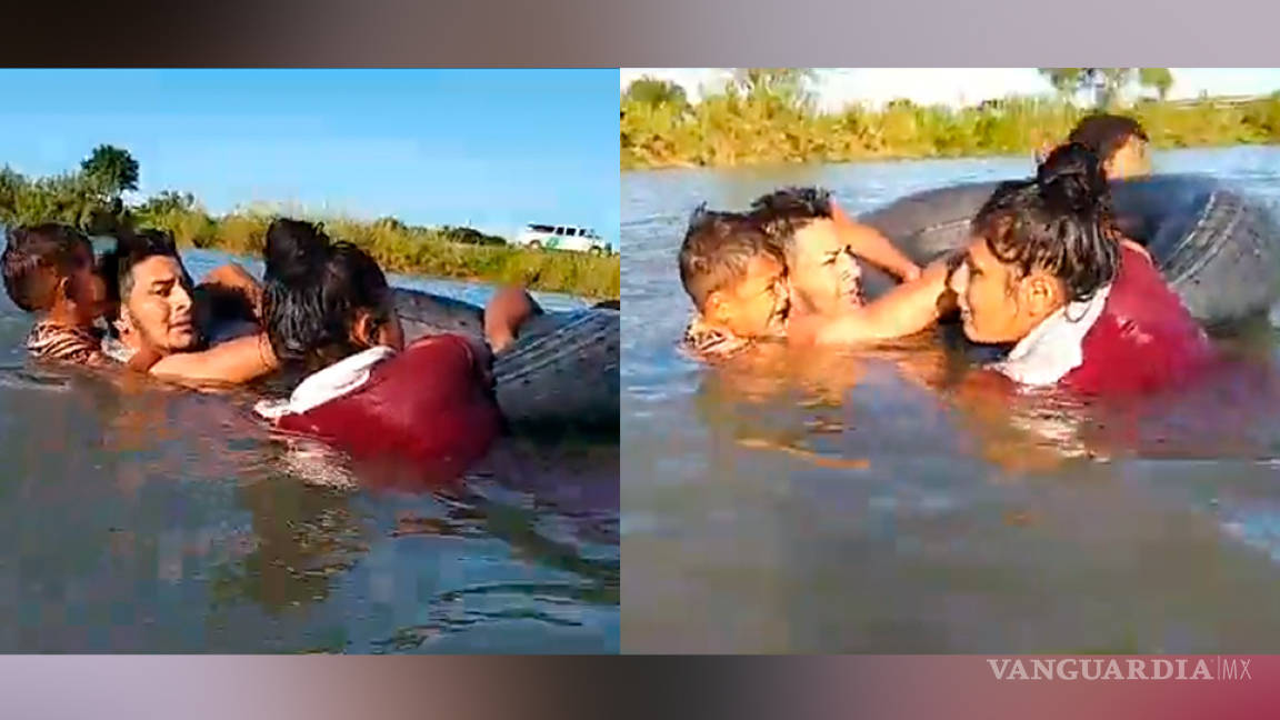 Mujer grita que salven a su hijo en Río Bravo, corriente se los lleva (video)