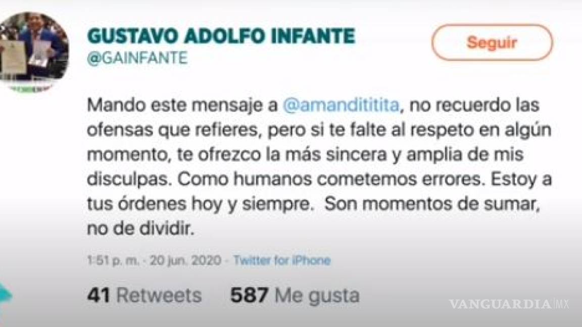 Gustavo Adolfo Infante aviva polémica con Amandititita... 'es un cero a la izquierda' (video)