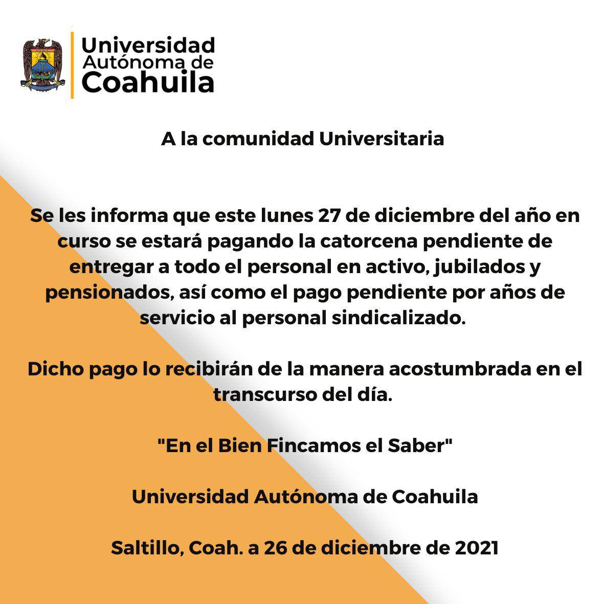 $!UAdeC pagará nómina y prestaciones pendientes; los rescata gobierno de nueva cuenta
