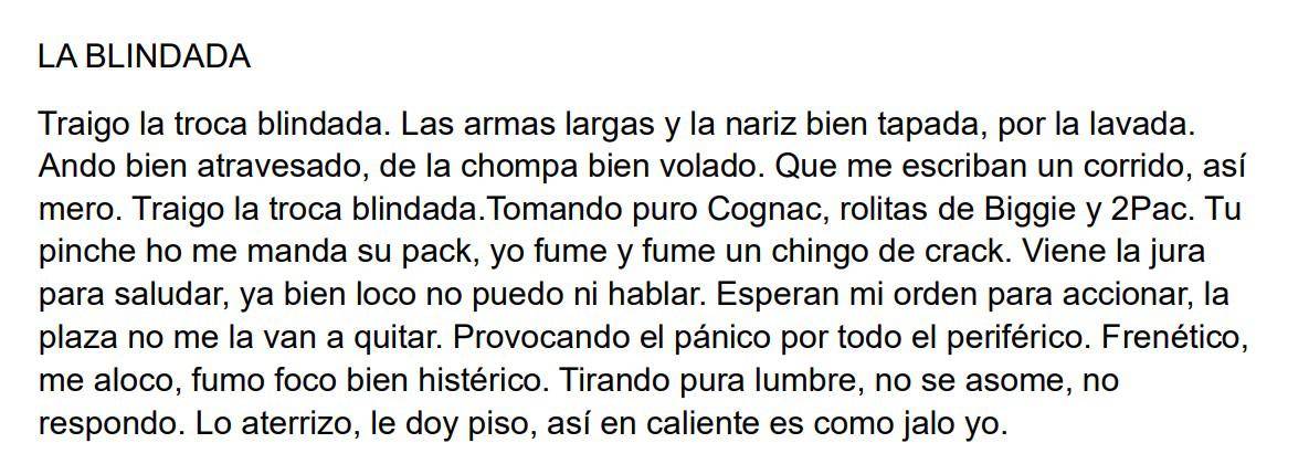 $!Fragmento de una de las canciones de ‘El Millonario’.