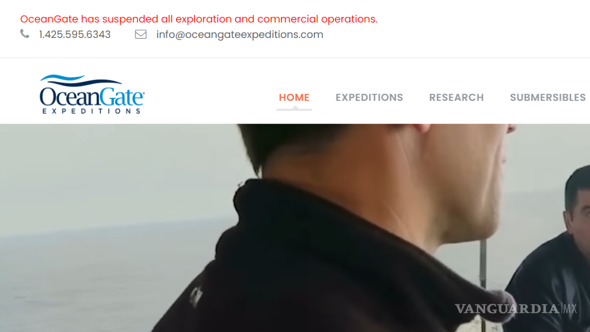 $!Una leyenda en el sitio de OceanGate explica que se han suspendido todos las operaciones comerciales y de exploración.