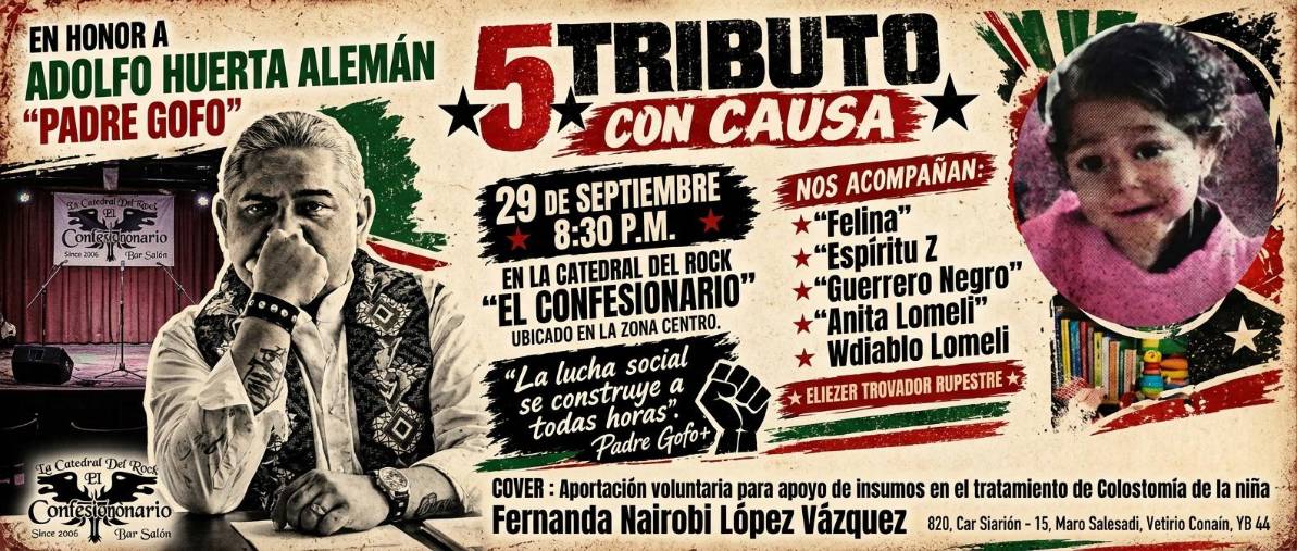 El tributo a Adolfo Huerta Alemán reunirá música y solidaridad para apoyar el tratamiento médico de una niña.