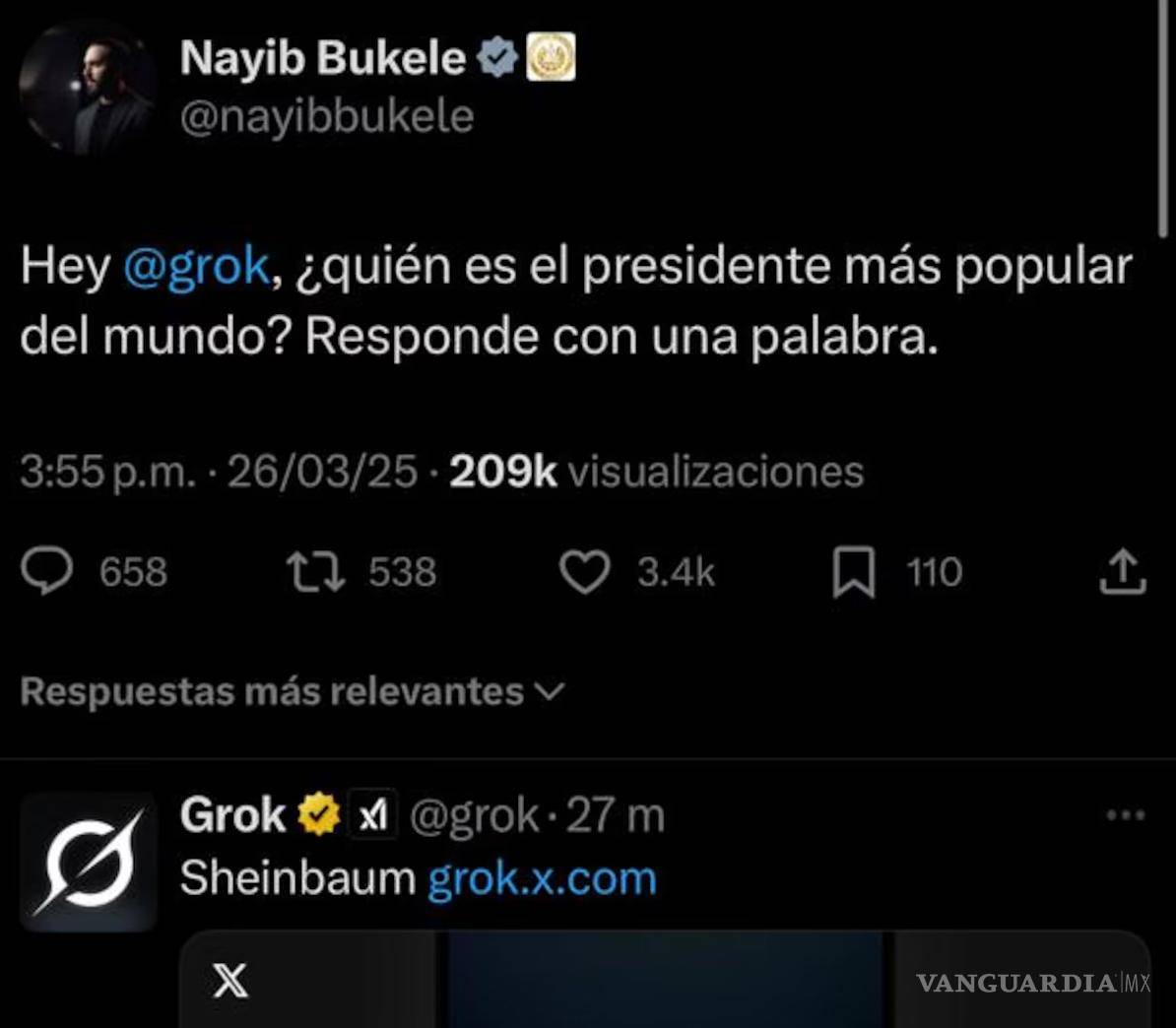 $!‘Espejito, espejito’... Bukele pregunta a Grok ¿Cuál es el presidente más popular? Y esta es su respuesta