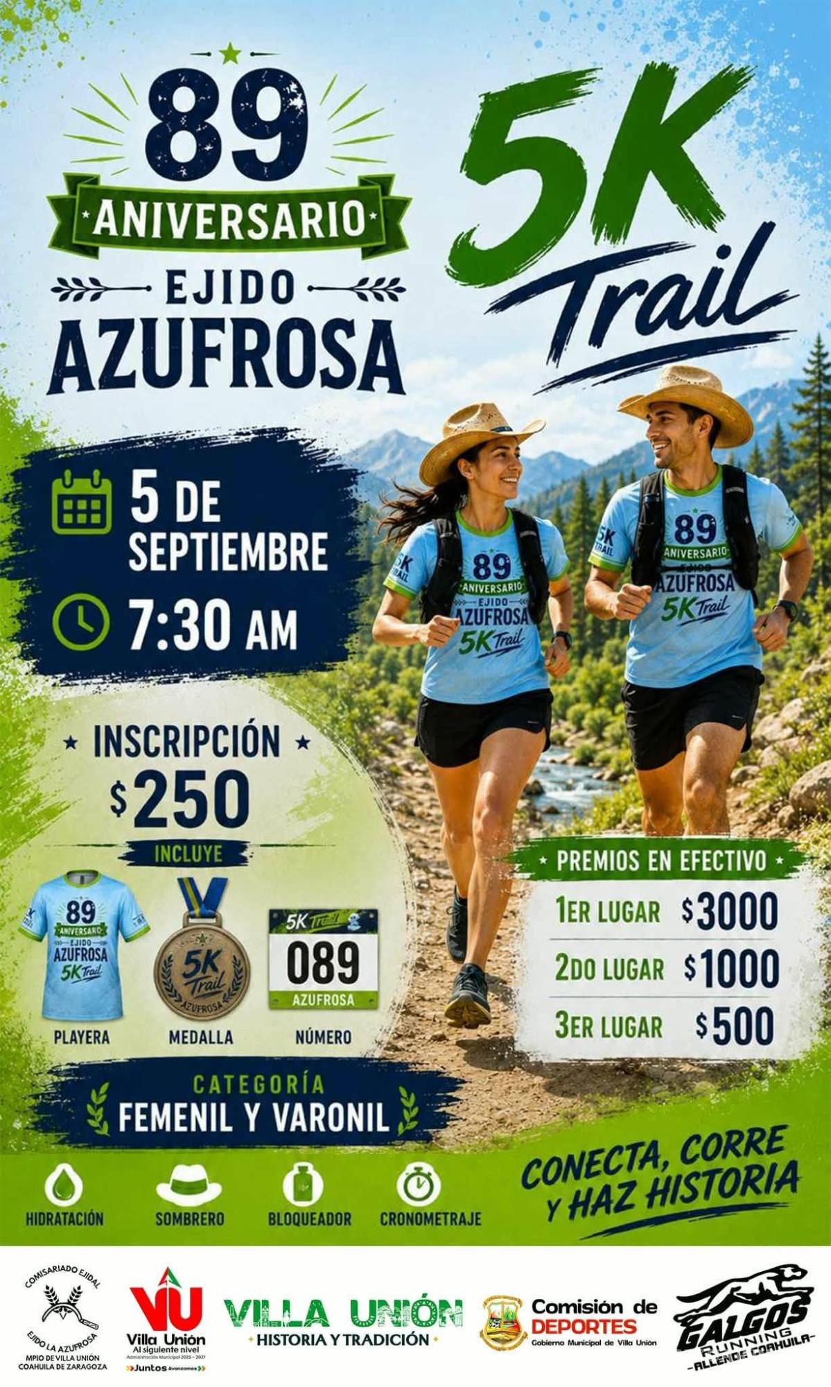 $!El ejido La Azufrosa recibirá el próximo 5 de septiembre a corredores de distintos municipios de la Región Norte.