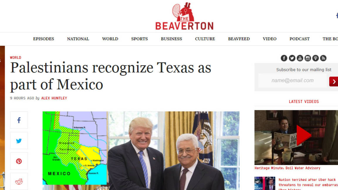Portal canadiense satiriza con anexión de Texas a México