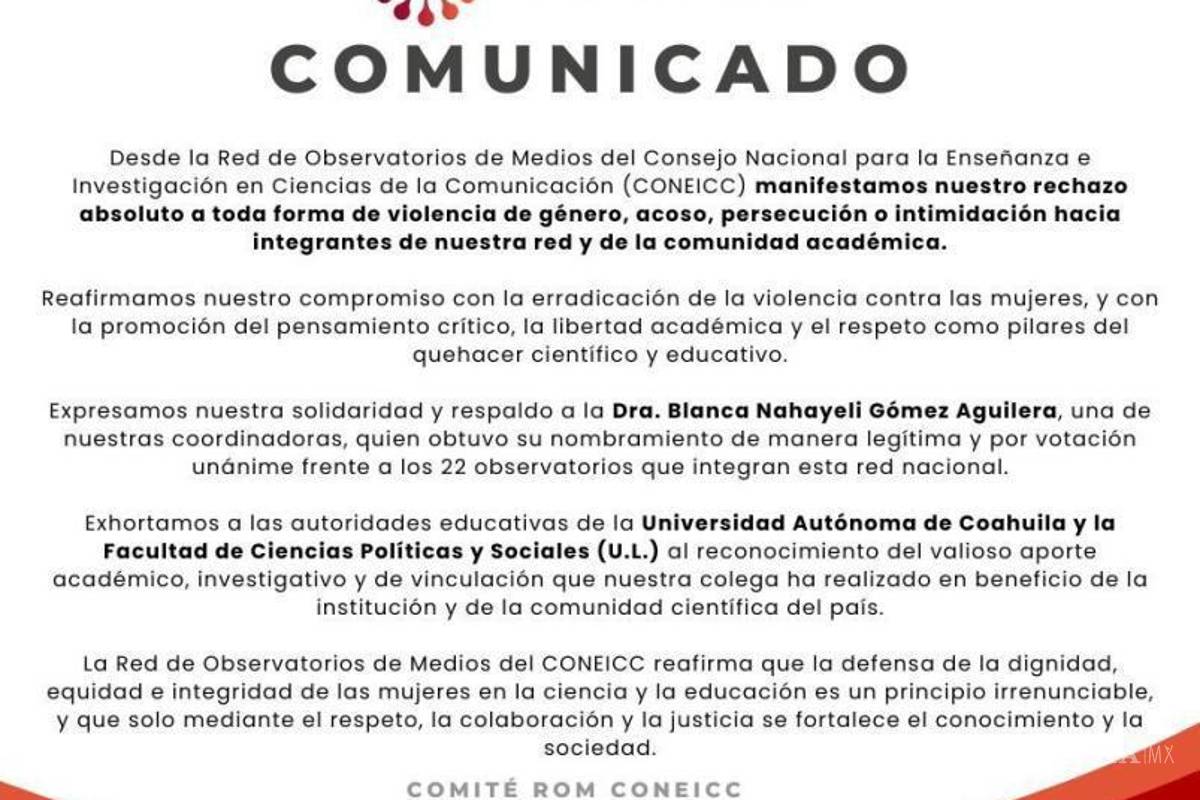 $!“Rechazo absoluto a toda forma de violencia de género”, señaló la Red Nacional de Observatorios de Medios.