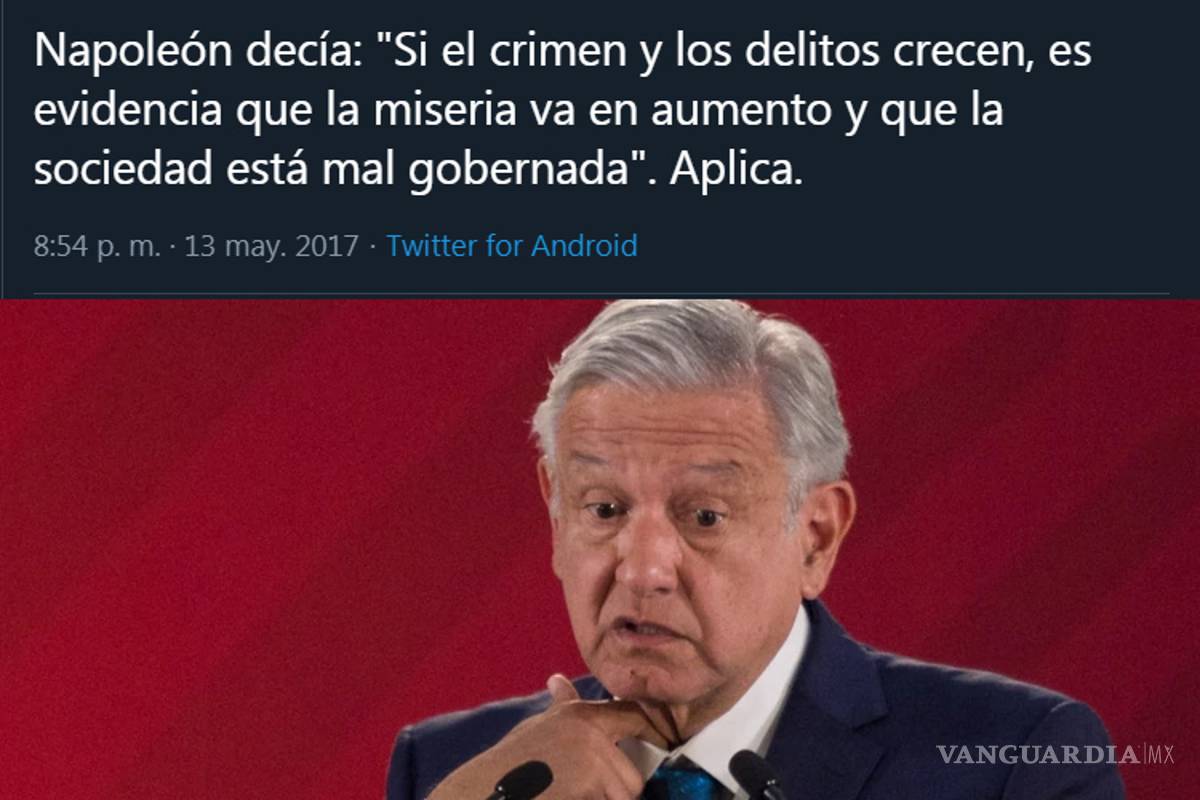 'Crimen, delitos y miseria crecen por mal gobierno': AMLO a EPN en 2017; tres años después lo sigue culpando