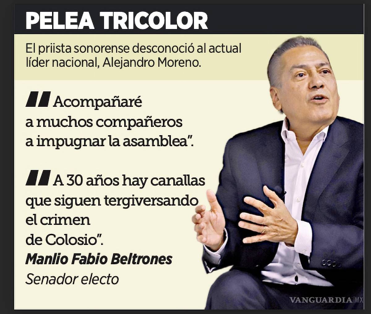 $!Manlio Fabio Beltrones consideró “ilegal e ilegítima” la última Asamblea Nacional del PRI.