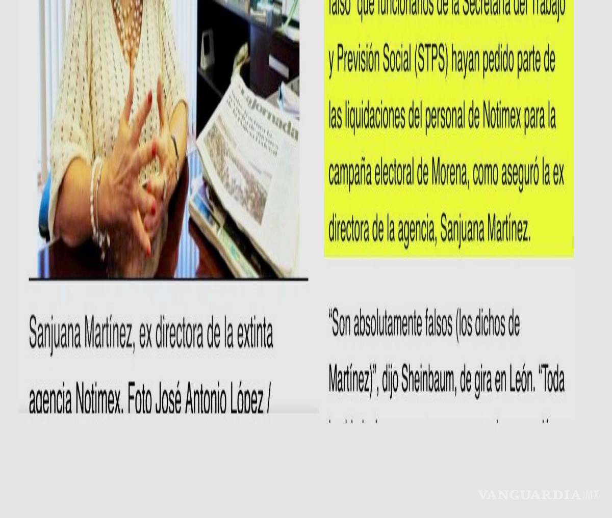 $!Sanjuana de Arco Martínez fue desmentida por quien fuera su protector, AMLO, y por la presidente de Mexico. Estos son HECHOS, contra los DICHOS de la enterradora de NOTIMEX