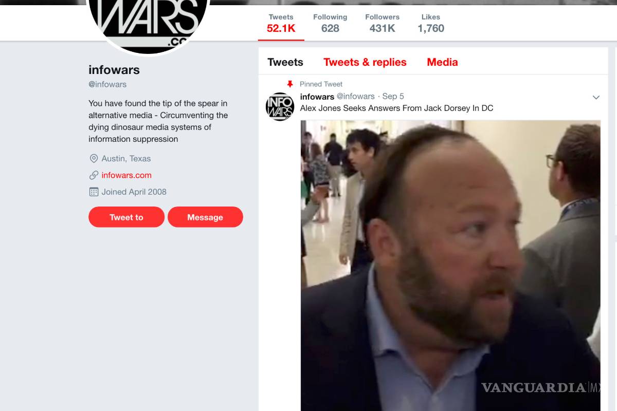 Borra Twitter cuenta del conspiracionista de ultraderecha Alex Jones
