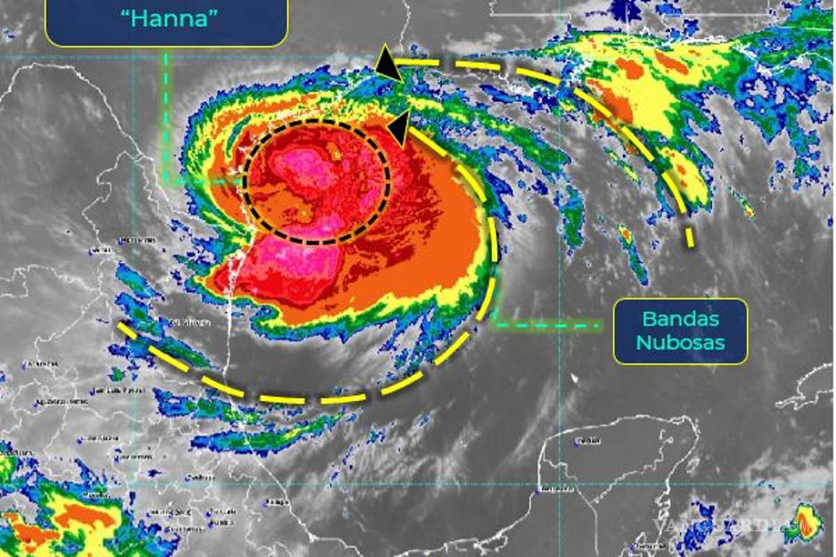 Huracán Hanna alcanza categoría 1, alerta en Coahuila, Nuevo León y Tamaulipas