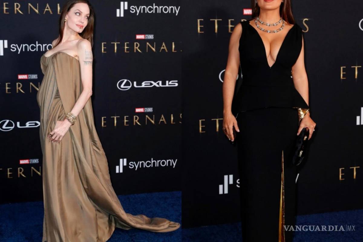 Salma Hayek y Angelina Jolie maravillan en el estreno de “Eternals” de Marvel