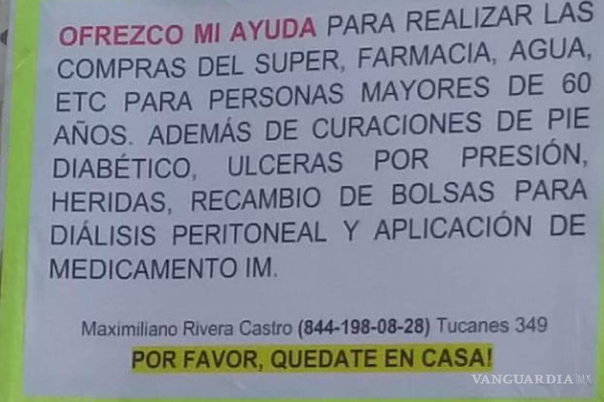 Estudiante de medicina se ofrece para ir a hacer mandados a adultos mayores en Saltillo