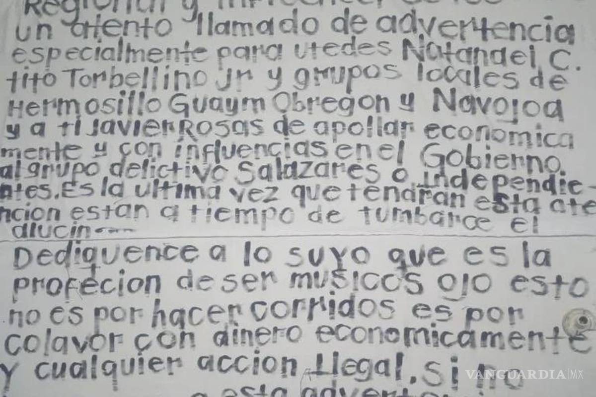 $!La lona fue encontrada durante la madrugada en las inmediaciones de una escuela preparatoria ubicada al norte de Hermosillo.