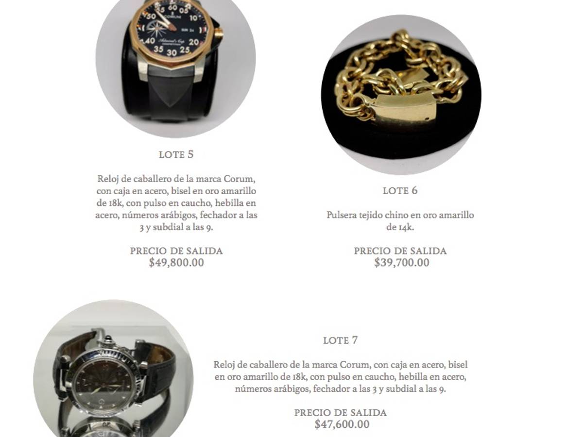 $!Las joyas del Narco que subastarán en Los Pinos: pulseras de 2 millones, relojes de 1 millón y más