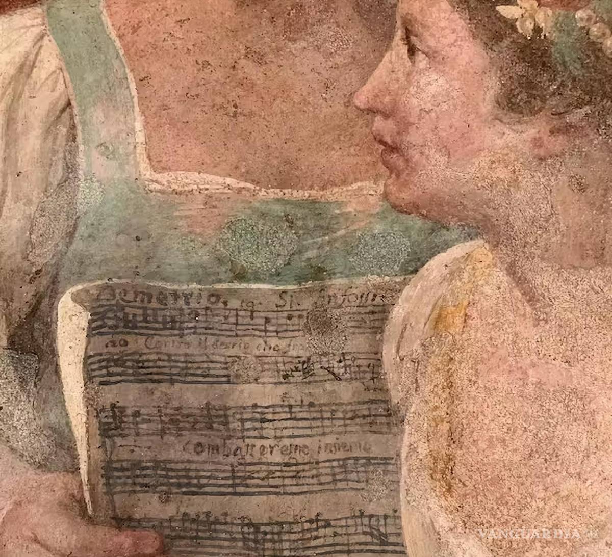 $!La partitura musical representada en el fresco de Jacopo Guaraná.