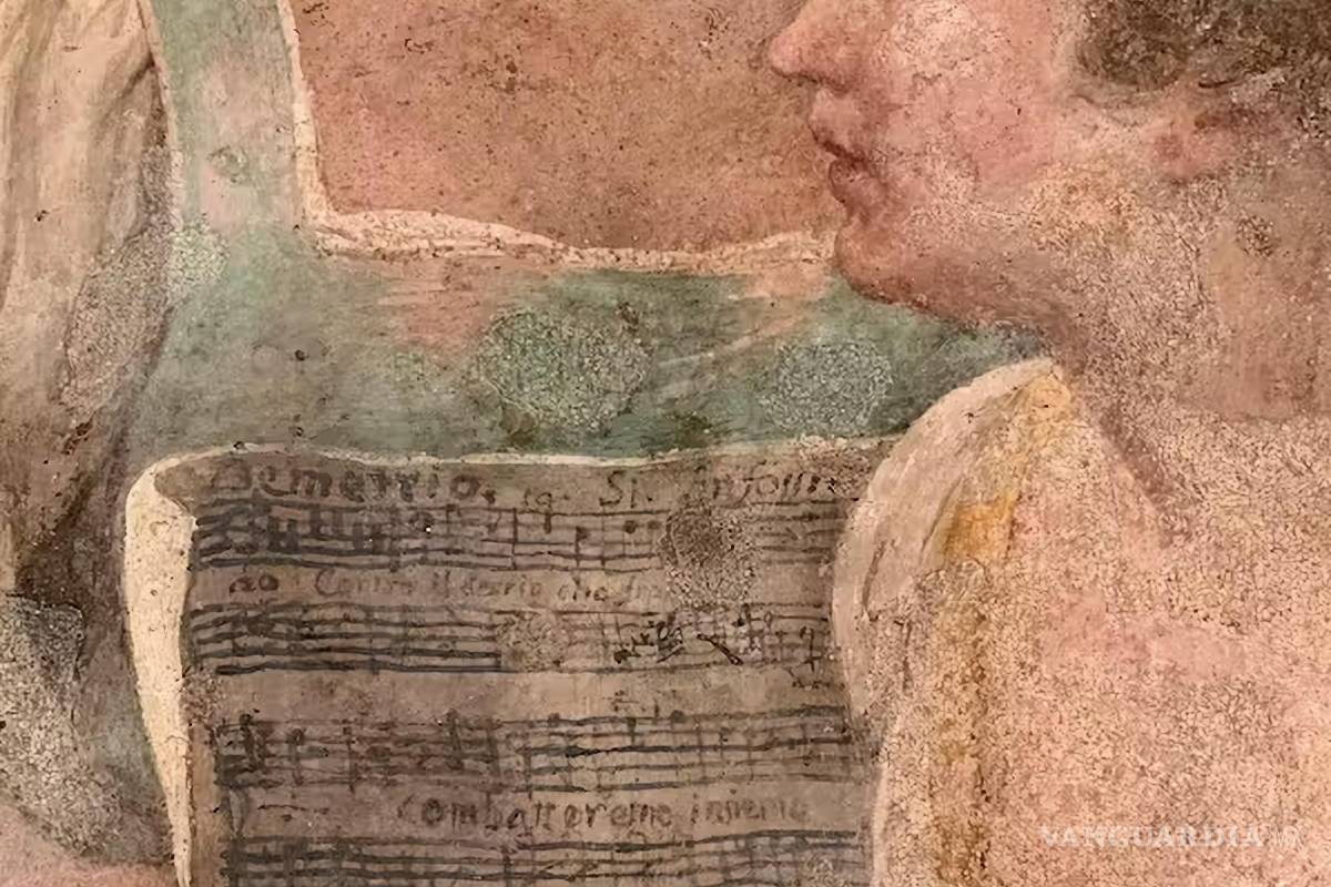 $!La partitura musical representada en el fresco de Jacopo Guaraná.